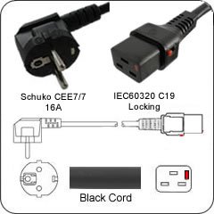 DÂY NGUỒN Schuko CEE7/7 - C19, 16A-250V